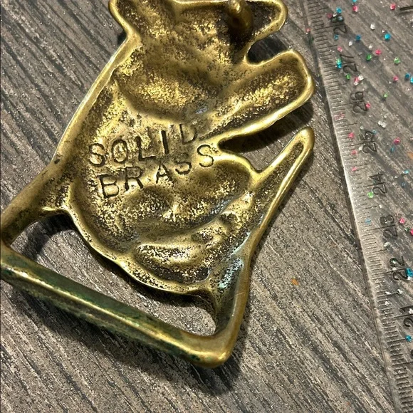 Vintage 1970’s Solid Brass Armadillo Belt Buckle -